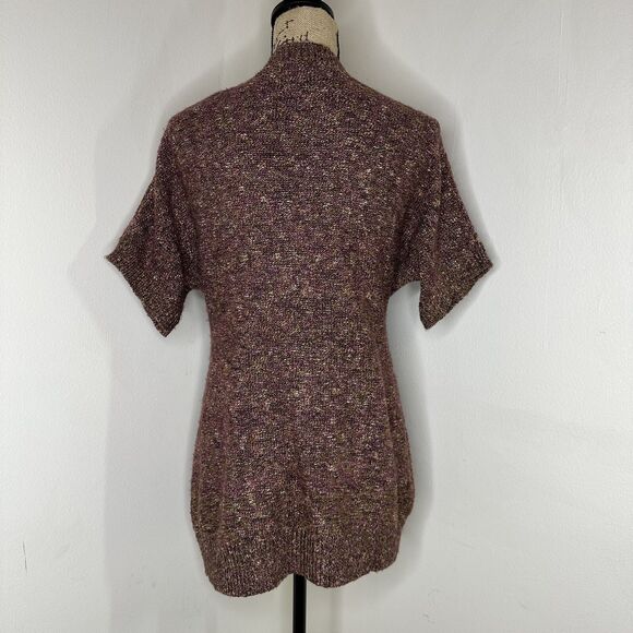 Ponsesa Cardigan Size S Open Front Short Sleeve Multi Colored Sweater Pockets - Picture 2 of 10